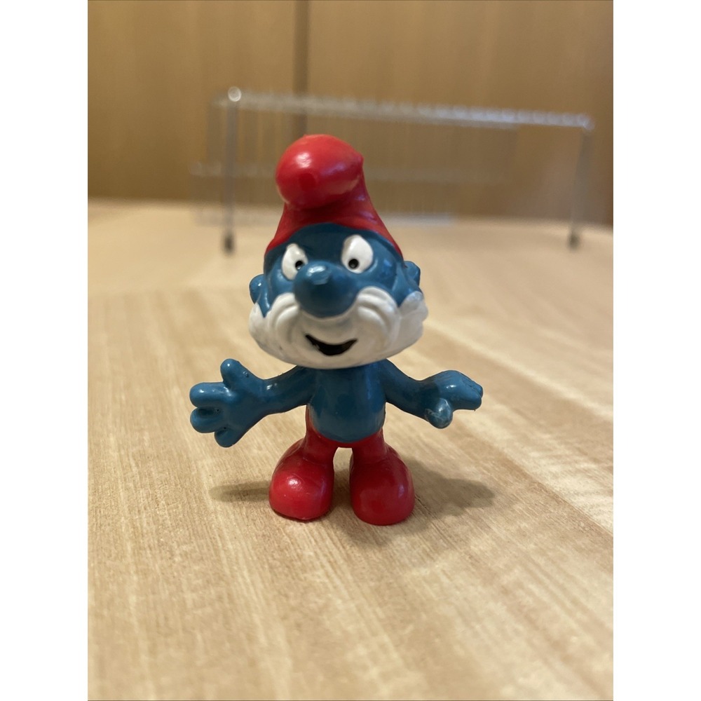 Vintage Schleich Papa Smurf PVC Figure 1989 Hong Kong Red Hat Smurfs 2"